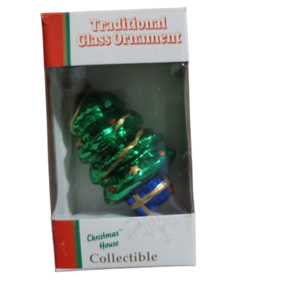 TRADITIONAL GLASS ORNAMENT christmas tree Christmas house collectible
